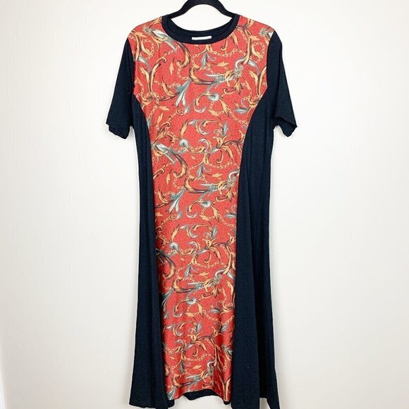 Zara Basic Chain Printed Midi Dress Black Knit Size XL - Picture 2 of 7